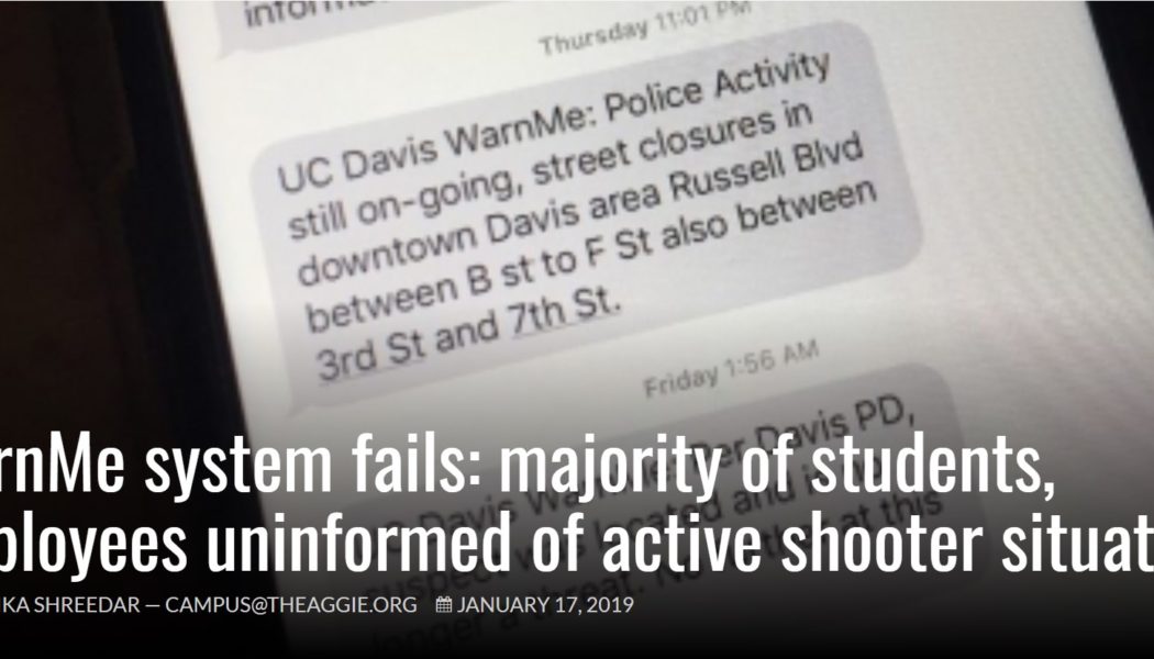 WarnMe system fails: majority of students, employees uninformed of active shooter situation